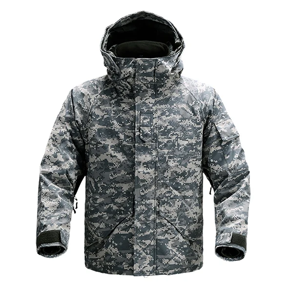 CQB Outdoor Sports Tactical Camping 2-piece set Winter Jacket Men's Skiing Clothes Windproof Warm Jacket for Hiking Hunting - Цвет: ACU Camouflage