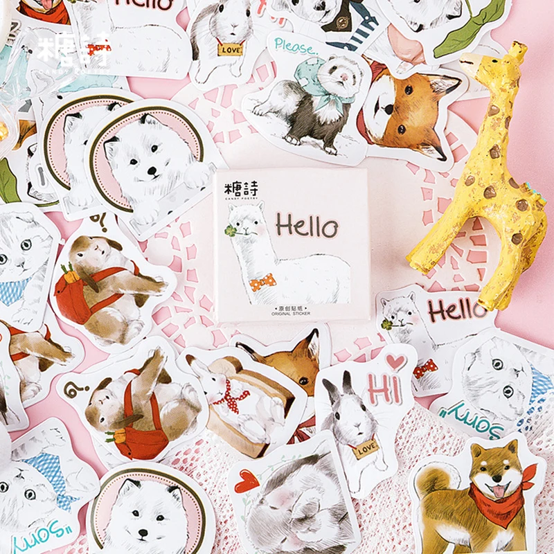 

XINAHER 45 Pcs/Box cute animal collection decoration paper sticker package DIY diary decoration sticker album scrapbooking