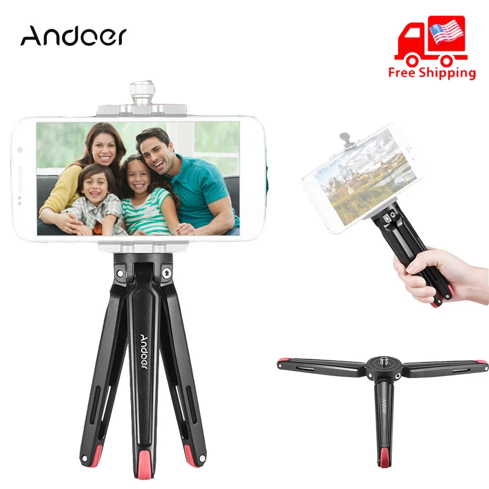Andoer Mini Tripod Handheld Travel Desktop Camera Stand Holder Aluminum