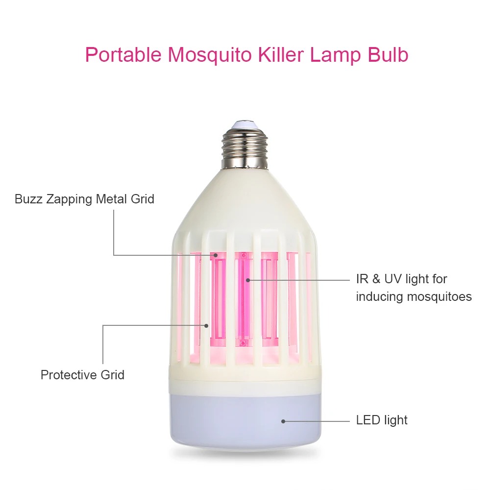E26/E27 светодио дный мухобойка лампочки электронный Mosquito Убийца лампы для использования в помещении и на открытом воздухе крыльцо Палубе