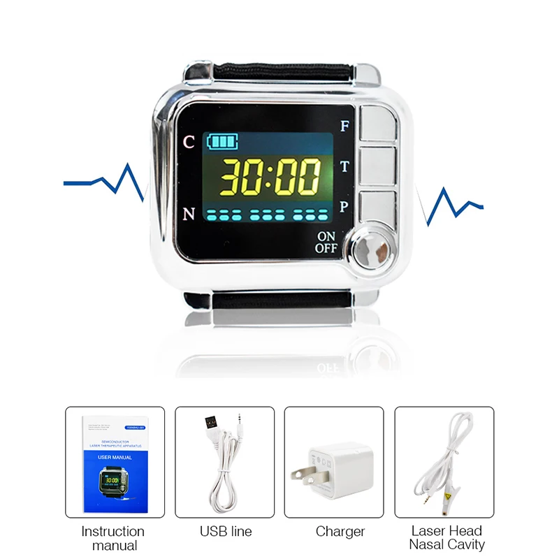 

650nm Laser Therapy Wrist Watch High Blood Pressure Diabetes Cholesterol Rhinitis Treatment Cerebral Thrombosis Medical Device