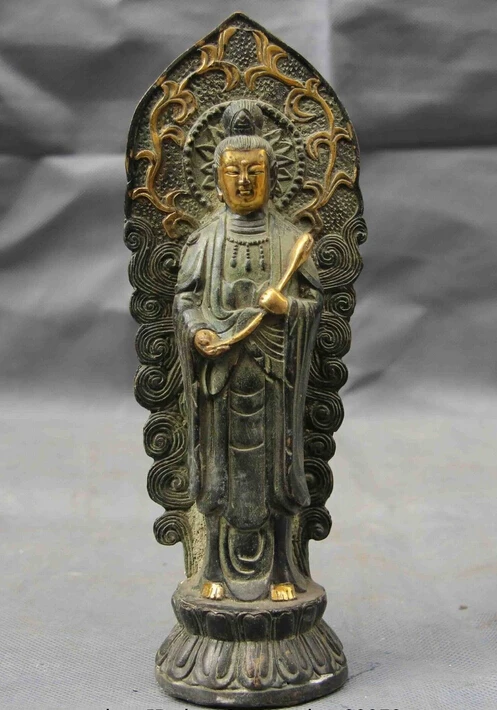 

8 Chinese fane Copper Bronze Gild Guan Yin Kwan-yin Boddhisattva Goddess Statue