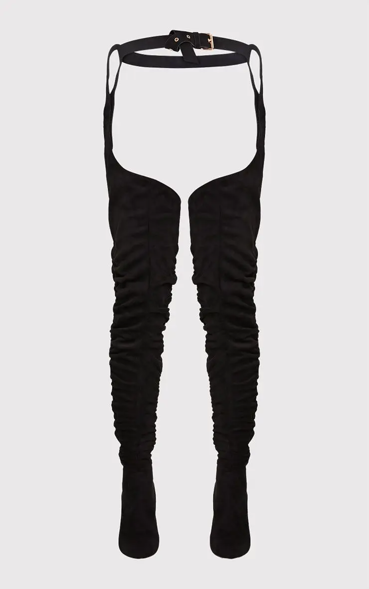 Haute Femmes Cuisse Sexy Plissé Bout Noir Pour Pointu Daim Longue Sur Style Le Rihanna Bottes Chaussures En Talons Hauts Genou UMGqSzVp