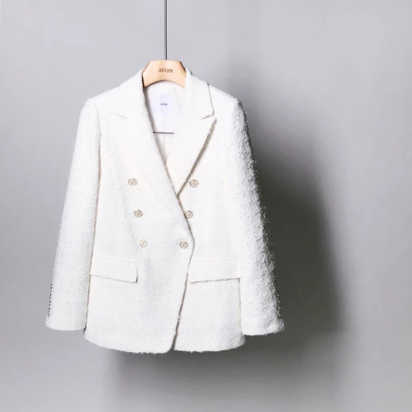 Винтажный твидовый блейзер для женщин Весенняя Смешанная куртка пальто Mujer модный офисный женский белый и черный блейзер пальто осень