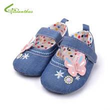 Обувь принцессы с бабочками для маленьких девочек; Модная Джинсовая обувь для малышей; весенне-летняя обувь с подкладкой в горошек; Прямая поставка;