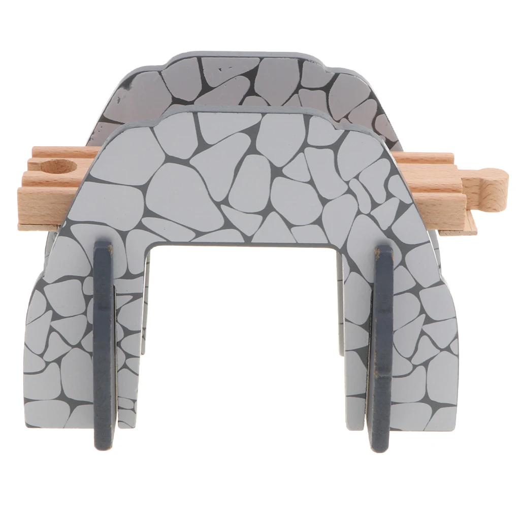 Wooden Train Track Accessories Set Railway Station / Viaduct / House Assembly Building Toy for Kids Toddlers