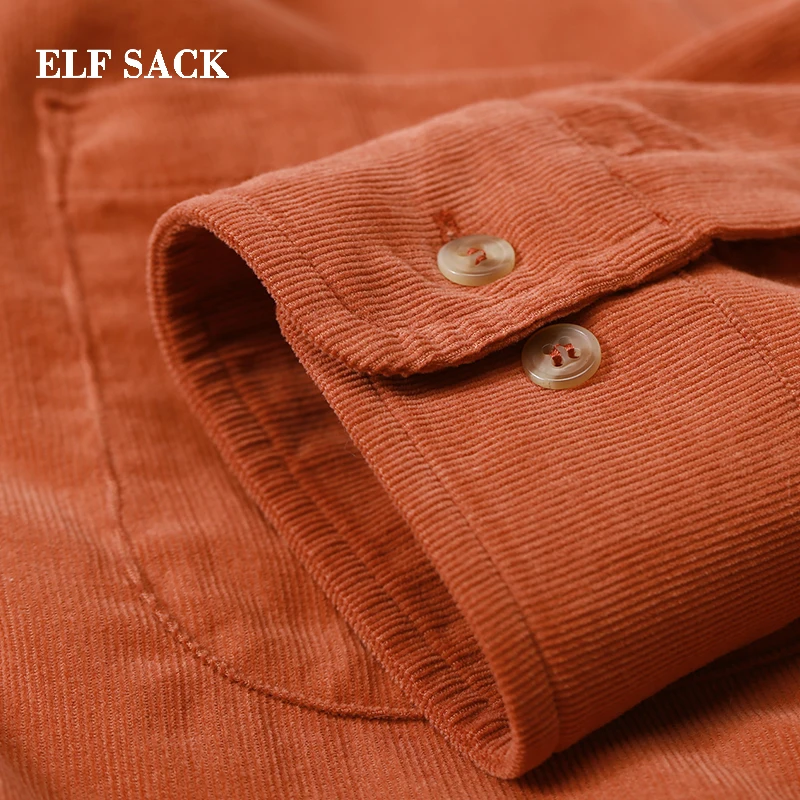 Женские хлопковые пальто ELFSACK повседневные короткие однотонные куртки с