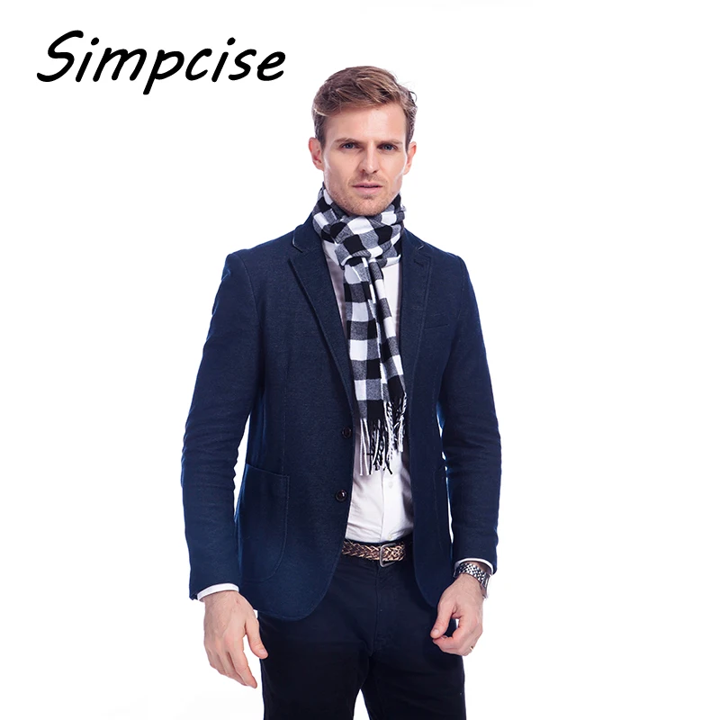 Winter New Mens Warm Soft Cashmere Wool Plaid Tartan Scarf Checked Scarf Black A3A17529 mens scarf for summer