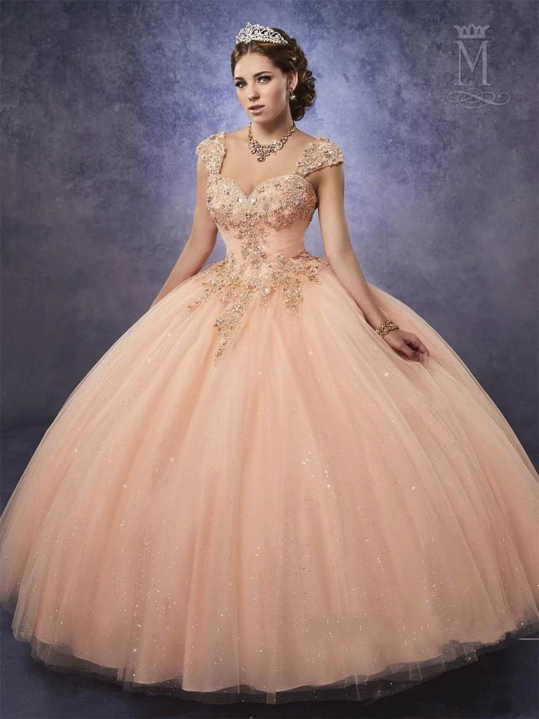 peach dress quinceanera