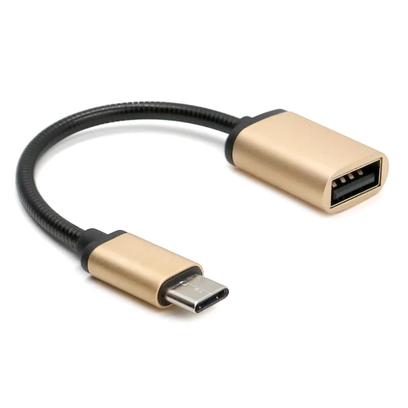 Металлический type-C USB 2,0 к USB 2,0 адаптер типа OTG C кабель для передачи данных разъем для компьютера ПК для сотового телефона - Цвет: Золотой