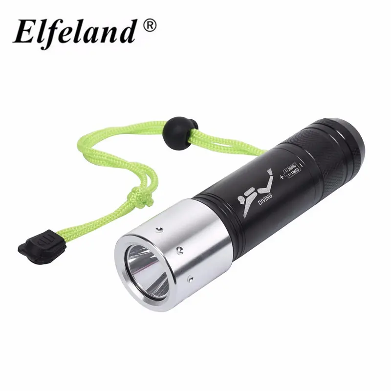 

Elfeland Waterproof Aluminum Alloy Push switch 3 Modes XM-L T6 60m Diving LED Flashlight By 1X18650/3XAAA Or 1X26650 Battery