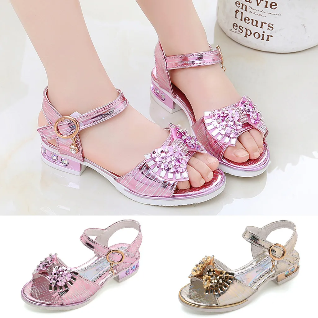 

MUQGEW Girls Sandals Sweet Sequins Crystal Princess Beach Shoes Candy Color Bowknot Toddler Cute Girl Sandals Sandalias Infantil