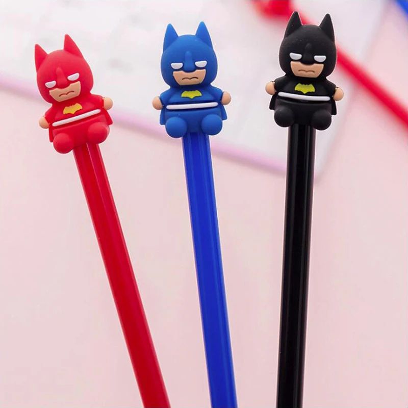 

Cartoon Colorful Hero Gel Pen DIY Office Stationery and School Supplies Smooth Writing Black and Blue Ink Pen 0.5mm 1PCS