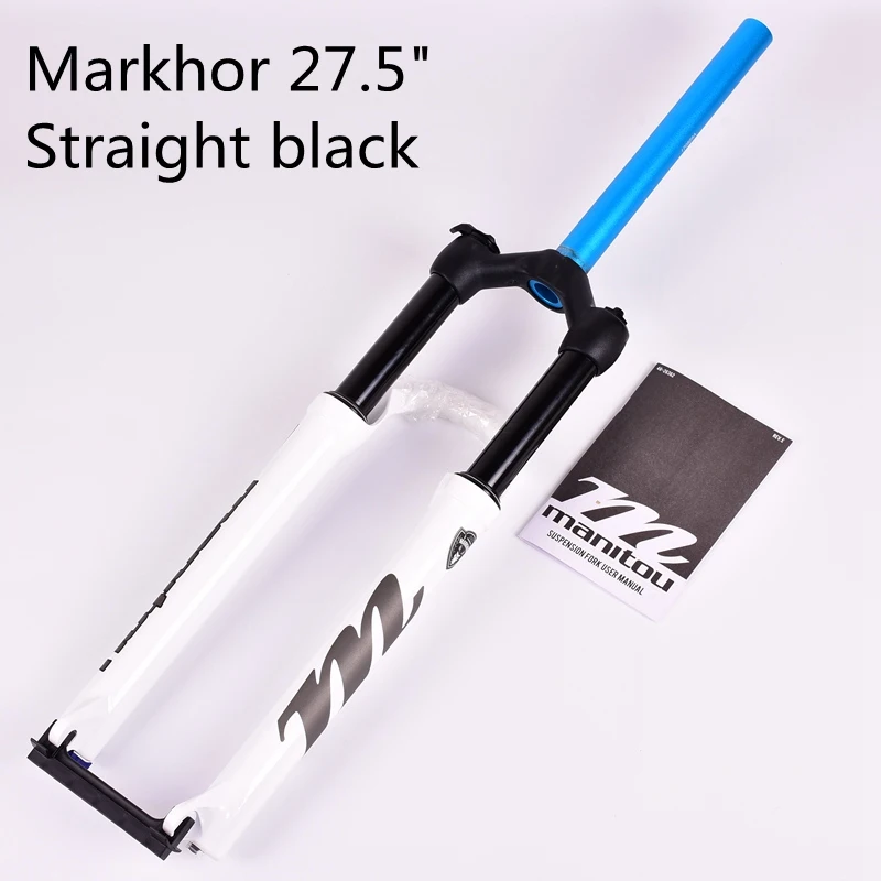 Bike Fork Manitou MARKHOR 26 27.5inchs 29er Mountain MTB Bicycle Fork air Front Fork suspension Manual control remote lock - Цвет: 27.5 Straight white