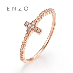 ENZO Pure 18 К розовое золото (AU750) 3 шт./0.02CT алмаз обручение для женщин кольцо классический крест Chirstams ювелирные изделия