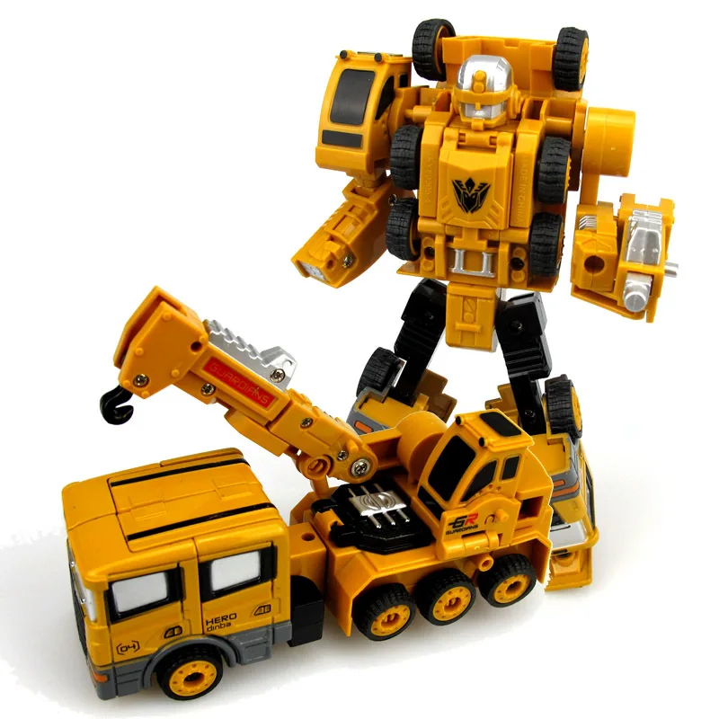 Tanie 2 w 1 inżynieria stopu Robot transformacyjny samochód deformacja zabawka stop metali pojazd budowlany ciężarówka montaż Robot dla dziecka