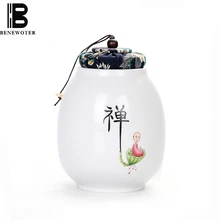 Элегантная белая фарфоровая дзен контейнеры для чая ручная роспись креативный чай керамиковая чайница чайный набор кунг-фу герметичные конфеты специй банки домашний декор