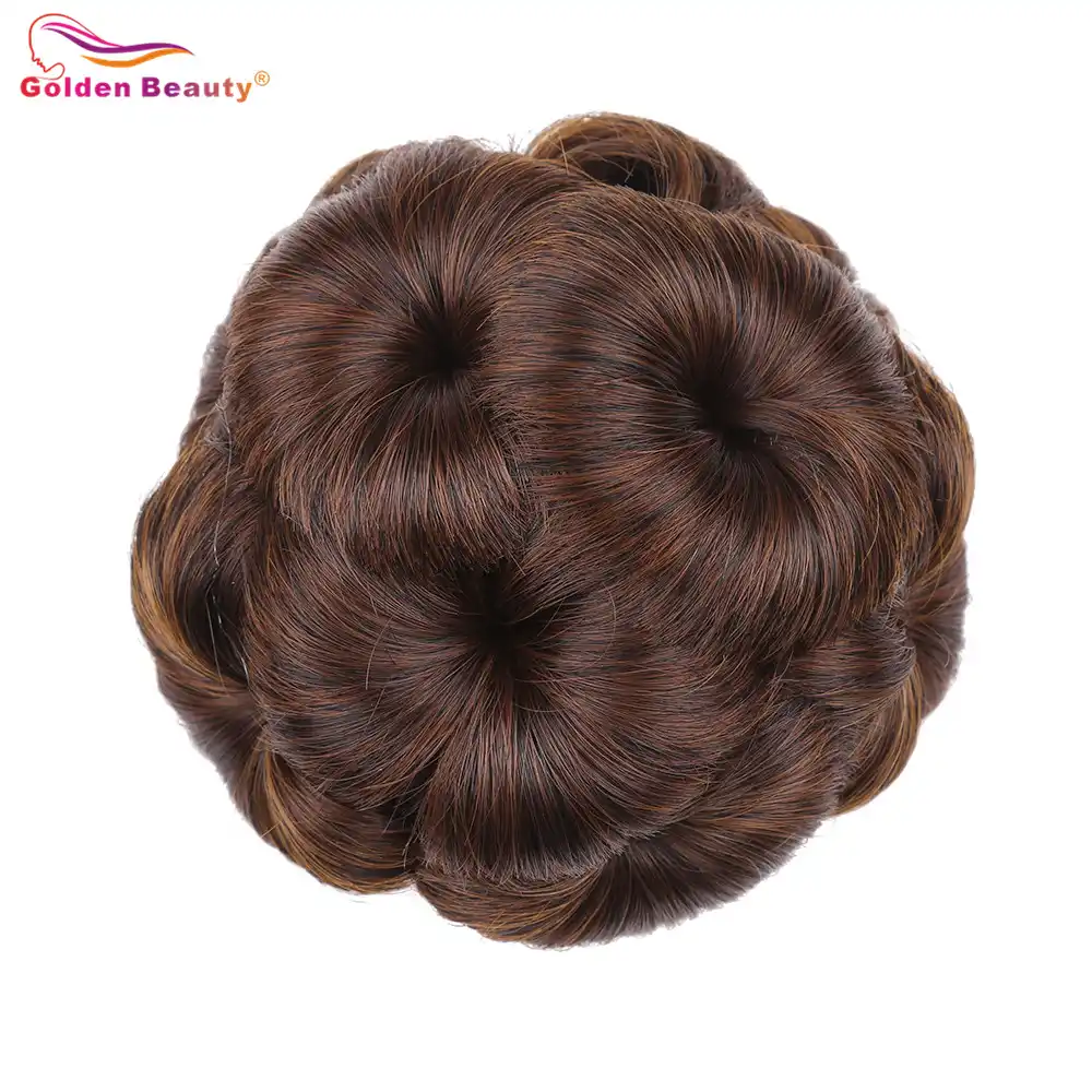 Curly Synthetic Hair Chignon Clip In Hairpiece Extensions With