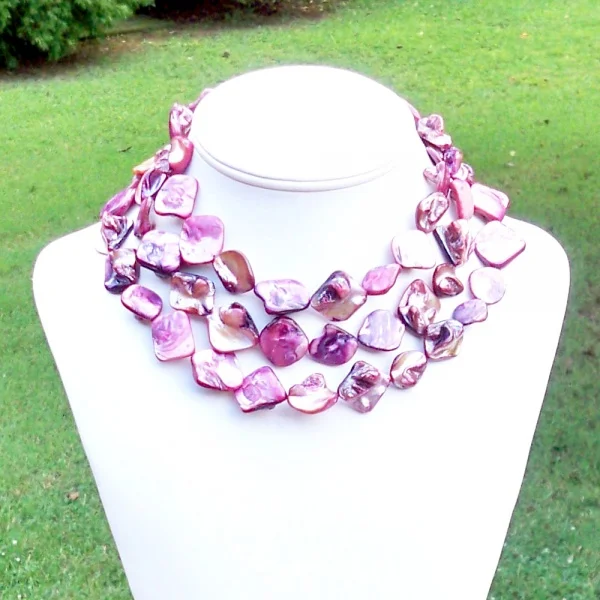 

Eden - Chunky Extra Long Pink Sea Shell Beaded Necklace Can Be WORN MULTIPLE WAYS