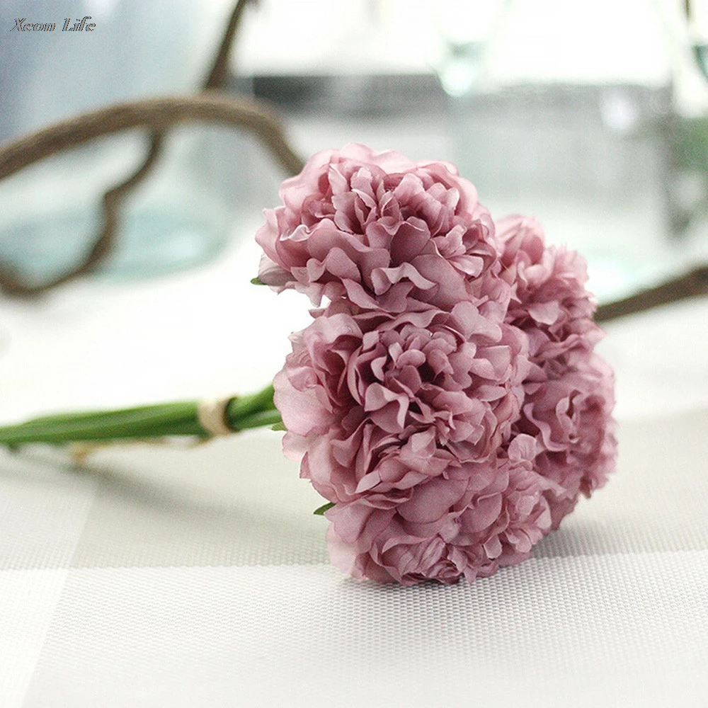 

Hot Artificial Silk Fake Flowers Peony Floral Wedding Bouquet Bridal Hydrangea Decor Natural Lifelike Beautiful Artificial Plant