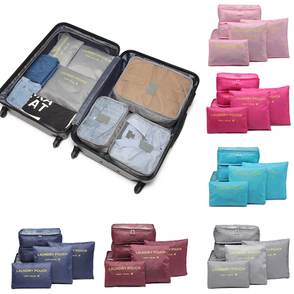 6pcs/set Travel Organizer Bags Portable Luggage Organizer Suitcase
