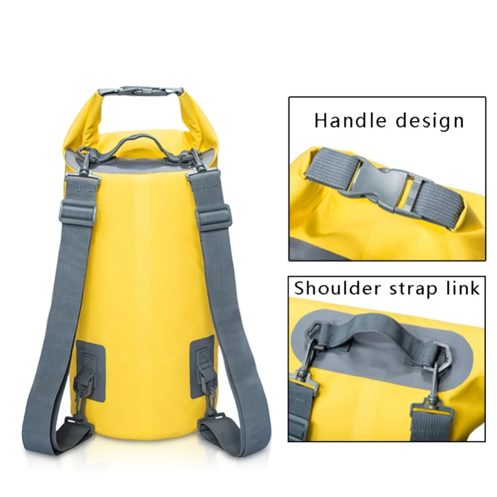 5L 10L Водонепроницаемый сухой мешок с плоской подошвой, уличные пляжные двойные плечевые ремни pvc с пряжкой плавающей мешок для хранения на лодках рафтинг сумки Acc