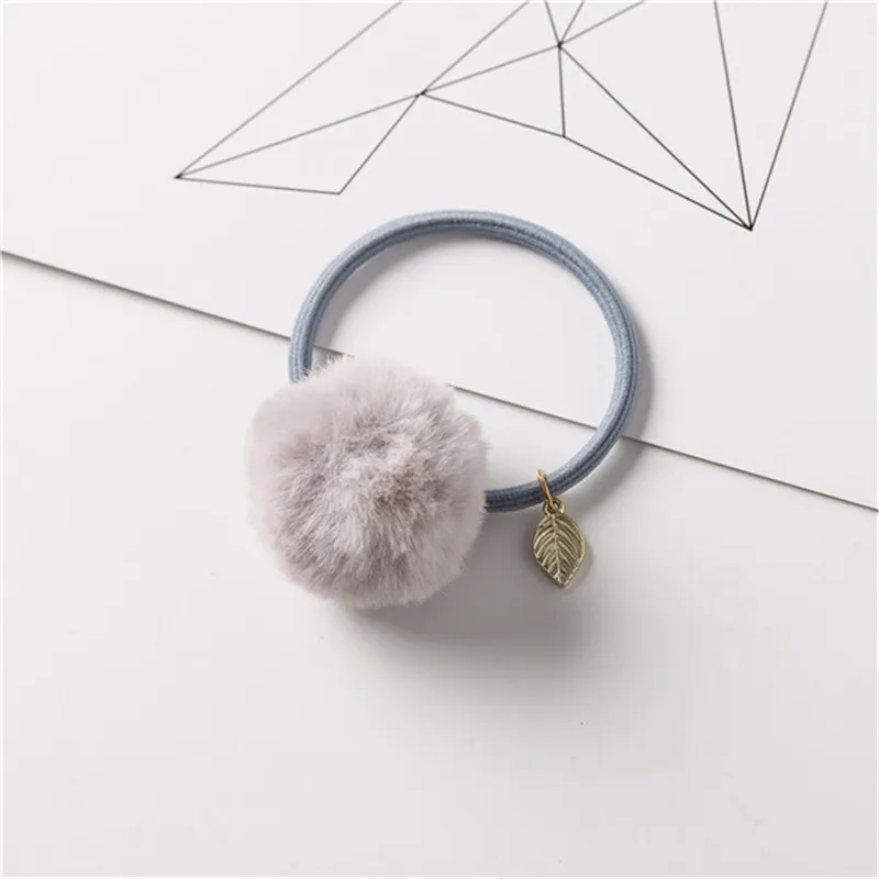Girls Elastic Hair Bands Fur Ball Colorful Hair Rope Rings Rubber Bands Ponytail Holder Headwear Hair Gum Hair Accessories