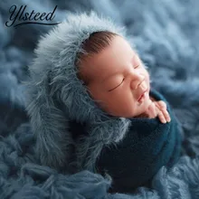 Ylsteed новорожденный реквизит для фотосессии Младенческая съемка наряды мягкий искусственный мех Детские кроличьи уши шапка крючком Новорожденные кепки для девочек, мальчиков