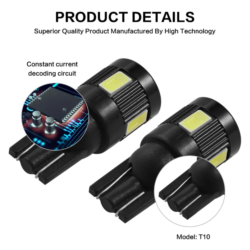 Oslamp T10 W5W Автомобильный светодиодный светильник лампы SMD 5630 белый цвет зазор s