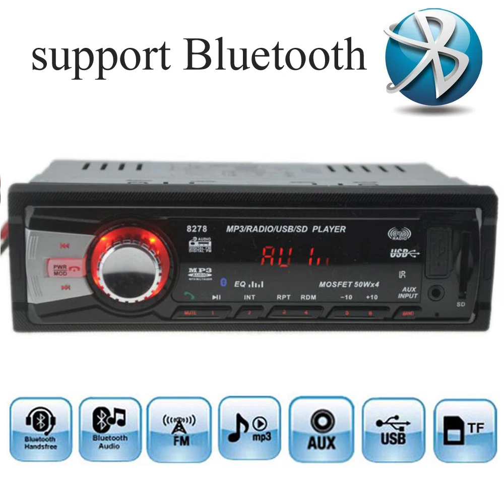 12 В автомобильный стерео fm-радио MP3 аудио плеер Bluetooth функция телефон с USB SD MMC автомобиль электронный в тире 1 DIN размер bluetooth