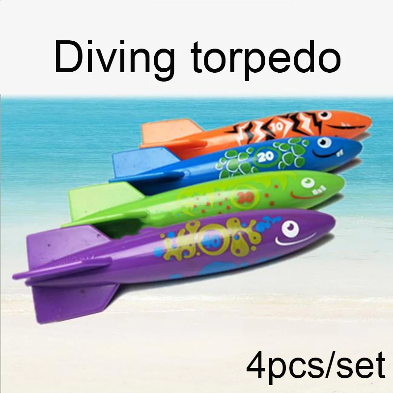 

4 Pcs Torpedo Rocket Throwing Toy Swimming Pool Diving Game Summer Torpedoes Children Underwater Dive Sticks Toy