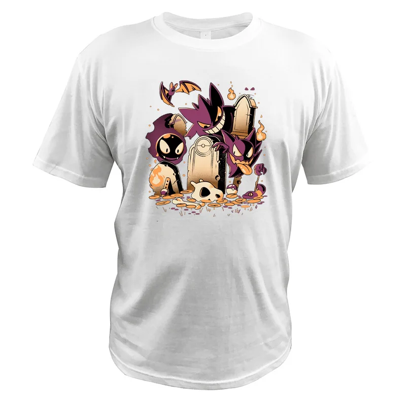 Gengar seared футболка аниме Лаванда город кошмар гробница Camiseta Модная молодежная японская футболка Pokemon - Цвет: Белый