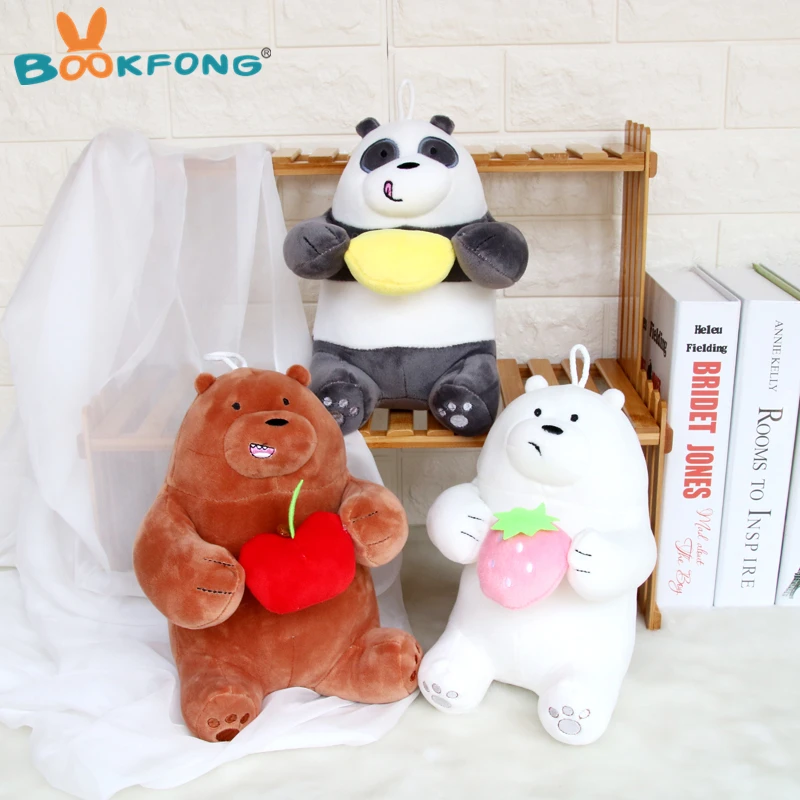 

3pcs/lot 25cm We Bare bears Plush Toys Soft Fruit Bear Cartoon White Bear Doll Grizzly Gray Panda Stuffed Animals Kids Gift