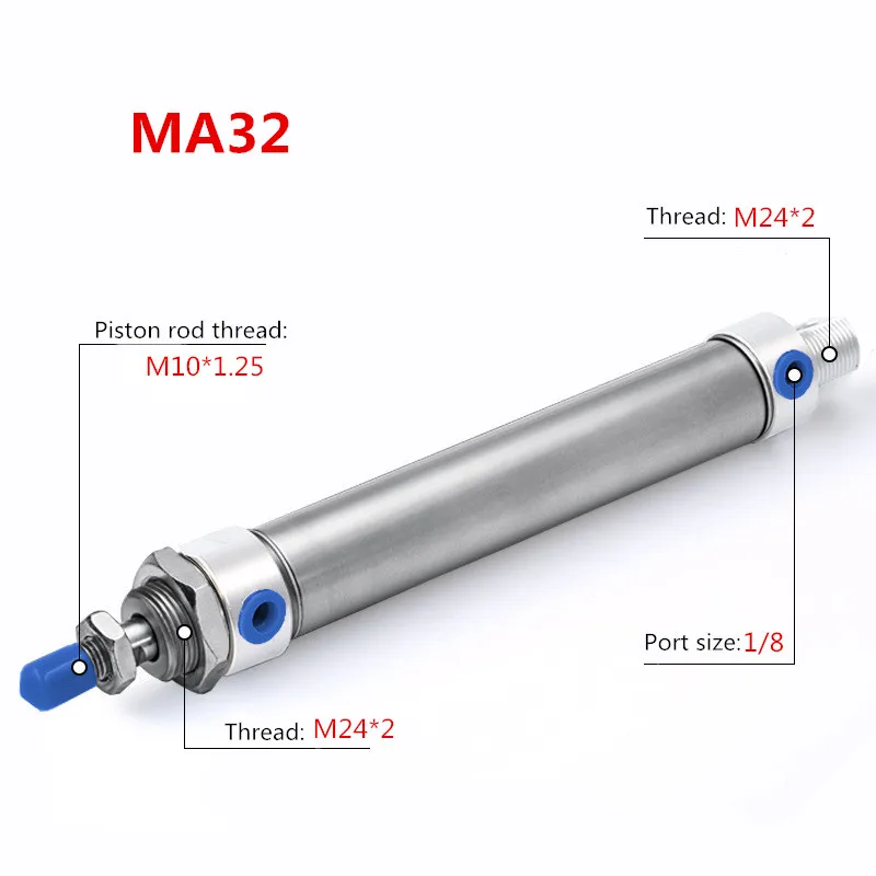 

Pneumatic MA series Stainless Steel Air Cylinder bore with magnet 32mm stroke 25-300mm double acting Single Rod Air Cylinder