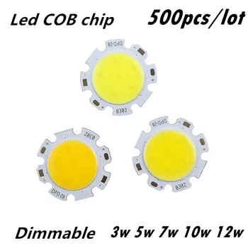 

500pcs/Lot COB 3W 5W 7W 10W 12W led cob chip 300-1200lm Side 20-28MMSpot Lights Chip On Board bulb spotlight Lamp LIGHTING