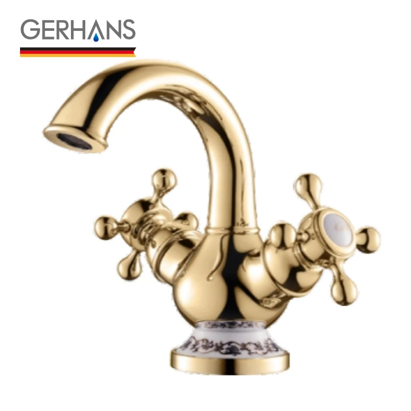 

GERHANS Bathroom Sink Faucet Chrome Polished Basin Mixer Tap Single Handle Square Vintage Water Mixer Vessel Tap Crane K11001