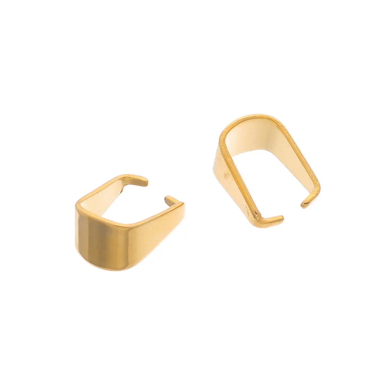 

LASPERAL 10PCs Stainless Steel Pinch Bails Clips Gold Plated Thickness Jewelry Findings DIY Hand Made Craft 10x7mm