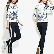 Толстовки весенние новые женские модные корейские тонкие толстовки с принтом большого размера костюм из двух предметов b41078