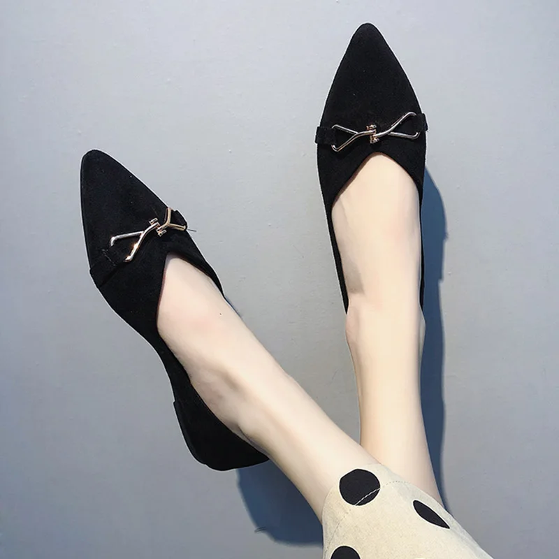 

Spring Autumn Women Shoes Metal Flats Pointed toe Slip on Shoes Ballet Flat Ladies Shoes zapatos mujer Single Shoes N7134