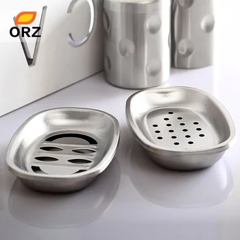 

ORZ 2 Pcs/Set Stainless Steel Soap Box Soap Dishes Holder Bathroom Storage Rack Holder Set