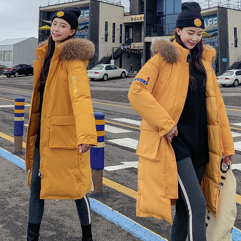 

winter jacket women parka 2020 winter warm plus thick Big faux fur collar hooded coat female Plus size XS-3XL Women's down jacke