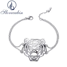 Lovecabin Роскошные брендовые ювелирные изделия Оригинальные 925 пробы серебряные браслеты с цепочкой Тигра для женщин винтажные регулируемые женские браслеты