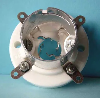 

1pcs ceramic tube socket seat GZC4-3B 4 pin seat tube socket silver foot for 805/845/211
