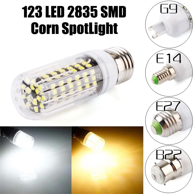 Новейший дизайн 220 В 110 Светодиодная лампа-Кукуруза E27 E14 B22 основа 2835 SMD 123 лампа-s