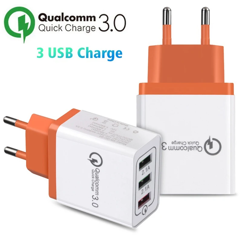 EU Plug 3USB выходное зарядное устройство для iPhone/vivo X21/Samsung S10 S9/Huawei P20 P30 nova Mate20/OPPO R17