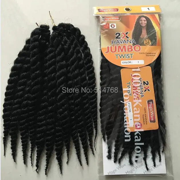 Free Shipping 90g Pack 12 Havana Mambo Twist Crochet Braid Hair