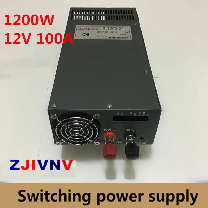 Single Output big watt 1200W Switching Power Supply 12v 100A DC SMPS for LED Strip light industry CNC AC-DC input 220VAC 110VAC Single Output big watt 1200W Switching Power Supply 12v 100A DC SMPS for LED Strip light industry CNC AC-DC input 220VAC 110VAC