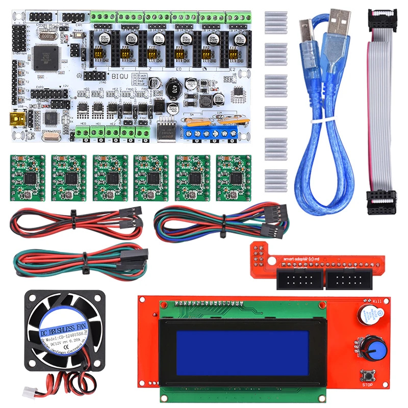 DIY BIQU Румба 3D принтер Румба плата управления+ ЖК-дисплей 12864 контроллер+ Перемычка+ A4988 или DRV8825 для reprap 3D принтер