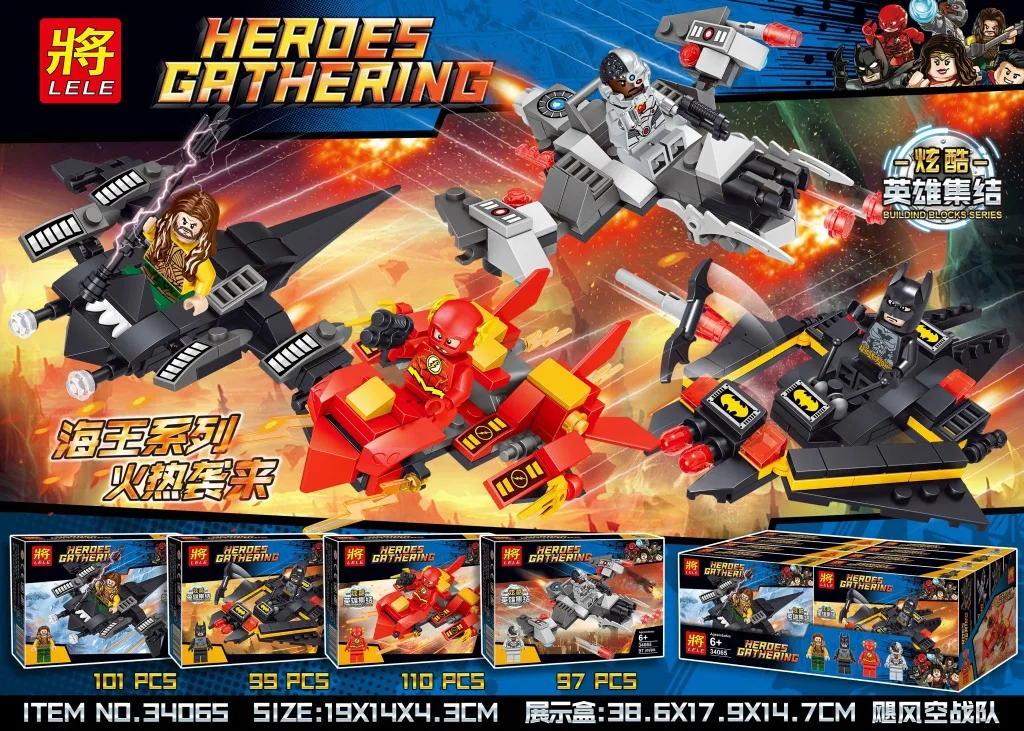 

Aquaman The Flash Batman Building Blocks Compatible Legoings Marveled Avengers Super Hero Figures Airship Toys for Children