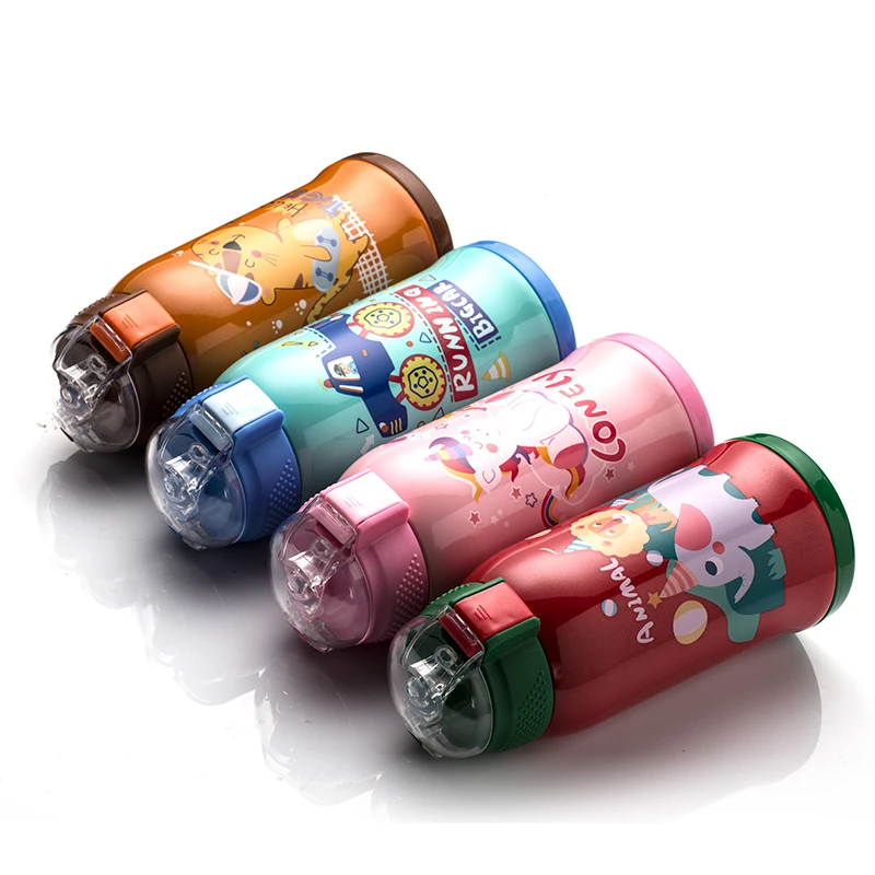 

Double Wall Insulated Vacuum Flask Thermal Stainless Steel Insulated Sippy Cup For Kids Cute Gift Packaging With Silicone Straw